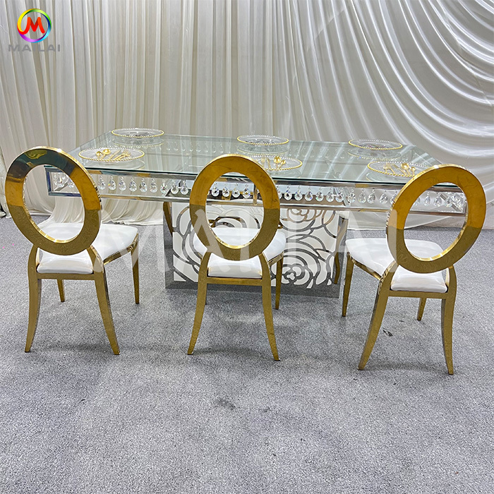 Home Furniture Rectangle Glass Top Mirror Dining Table