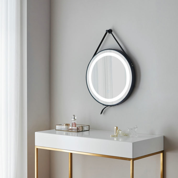 Hollywood dressing table led mirror with leather belt