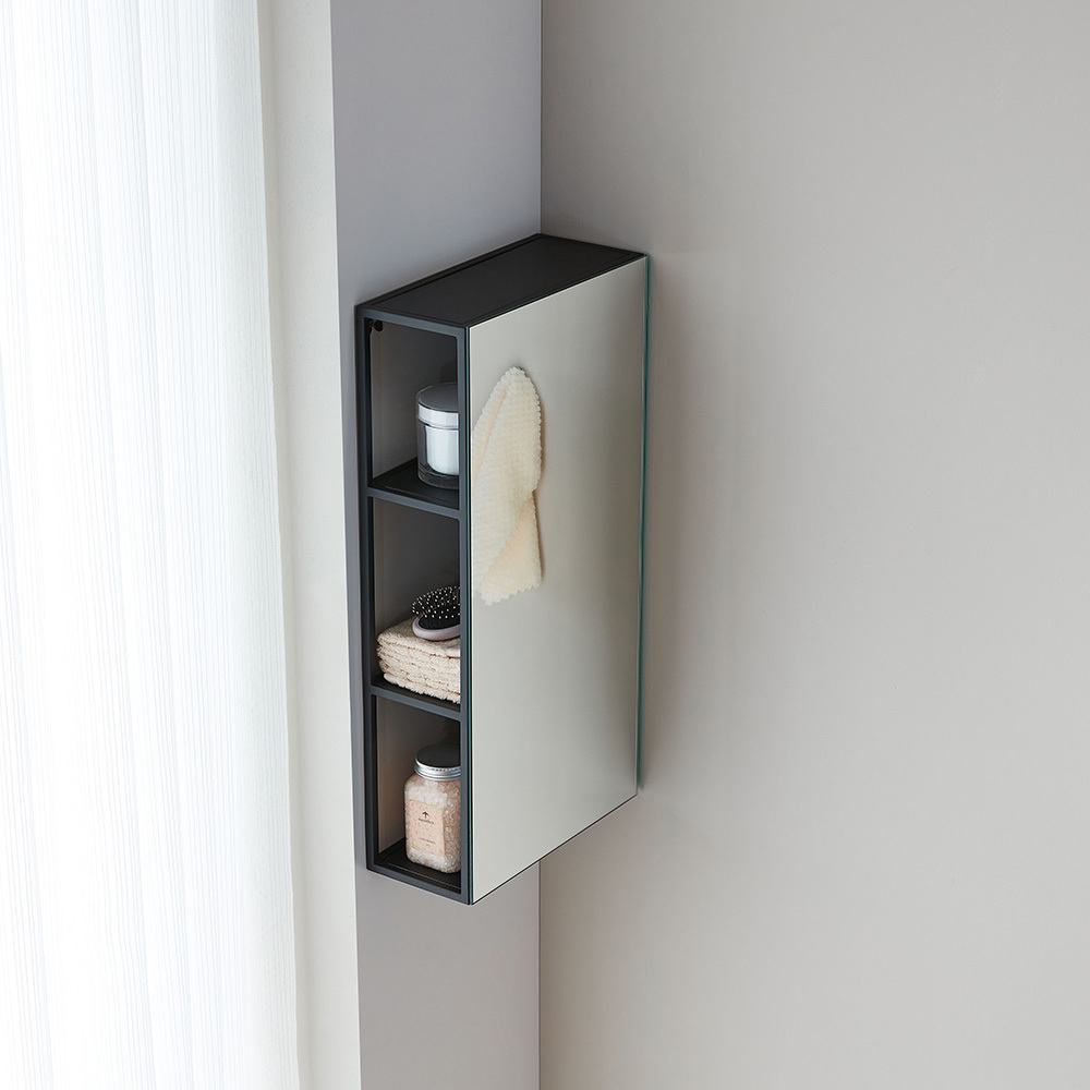 Small bathroom cabinet mirror with storage shelf