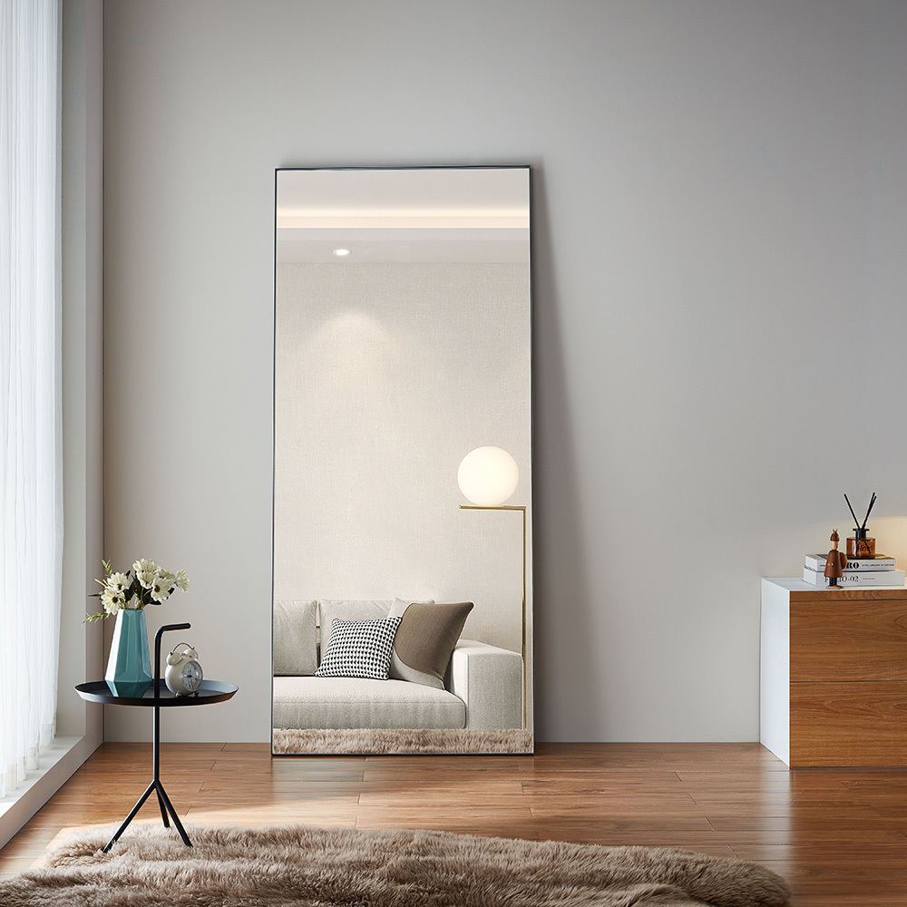 Extra large black framed bathroom long mirror