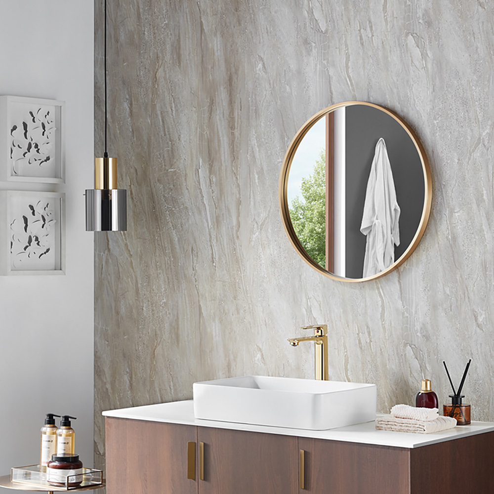 Small round gold baathroom wall mirror