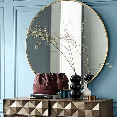 Gold circle vintage wall mirror decor