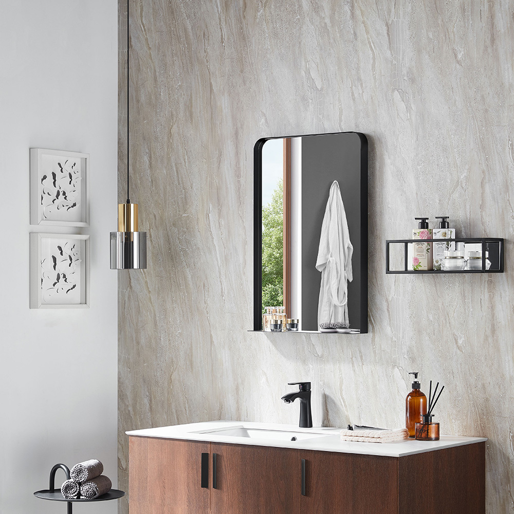 Modern vanity wall mirror with storge wall panels