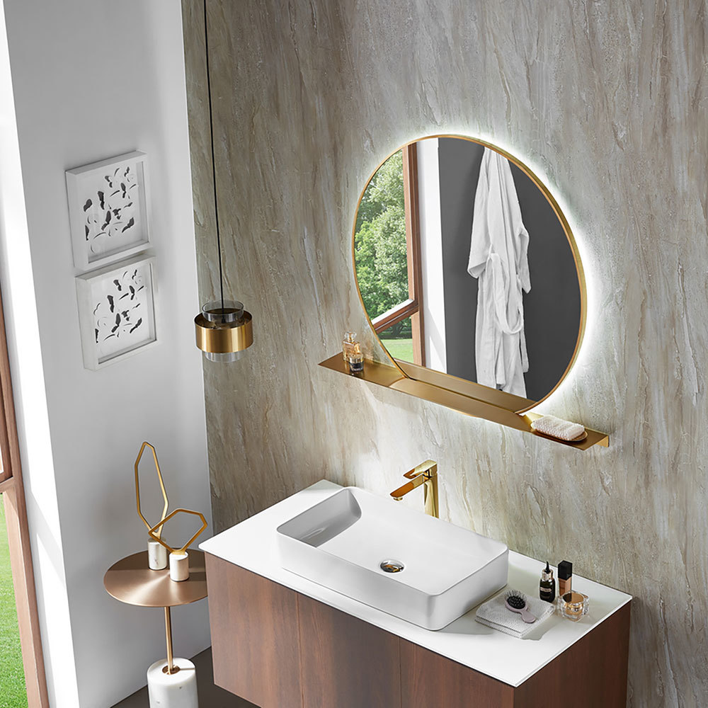 Custom large bathroom shelf mirror