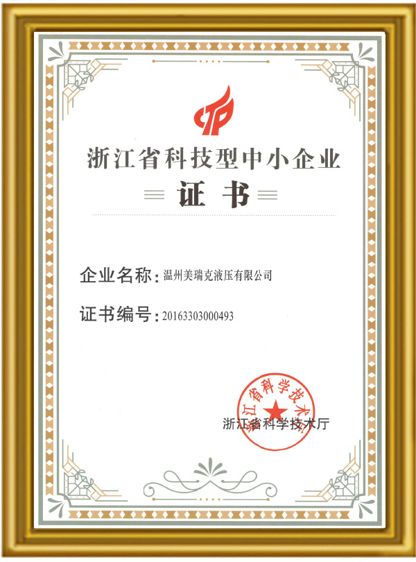 浙江省科技型中小企业 证书