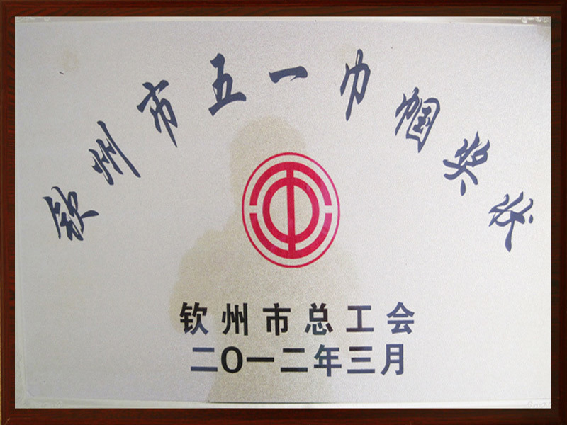 钦州市五一巾帼奖状