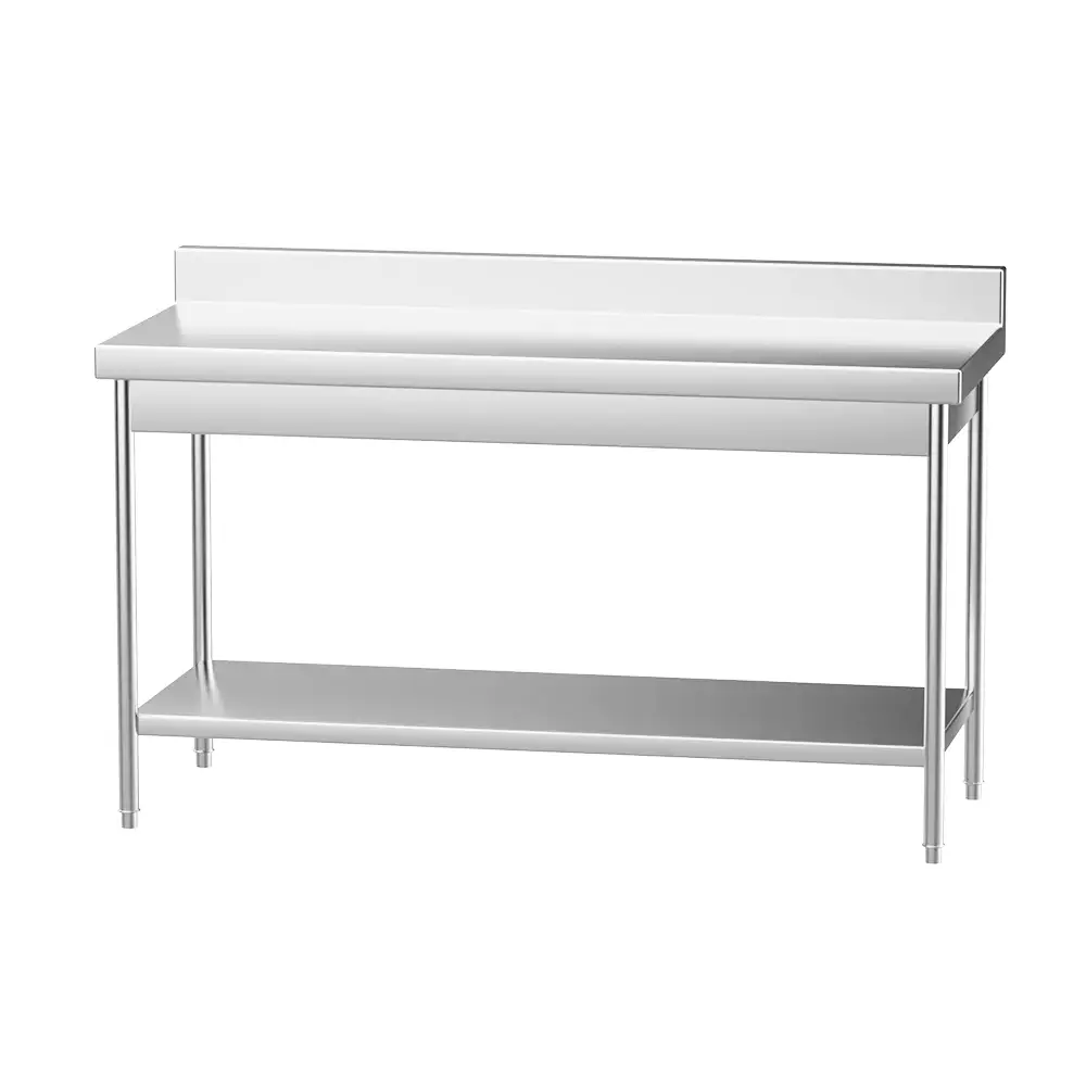 Stainless steel workbench (double tier with backrest)