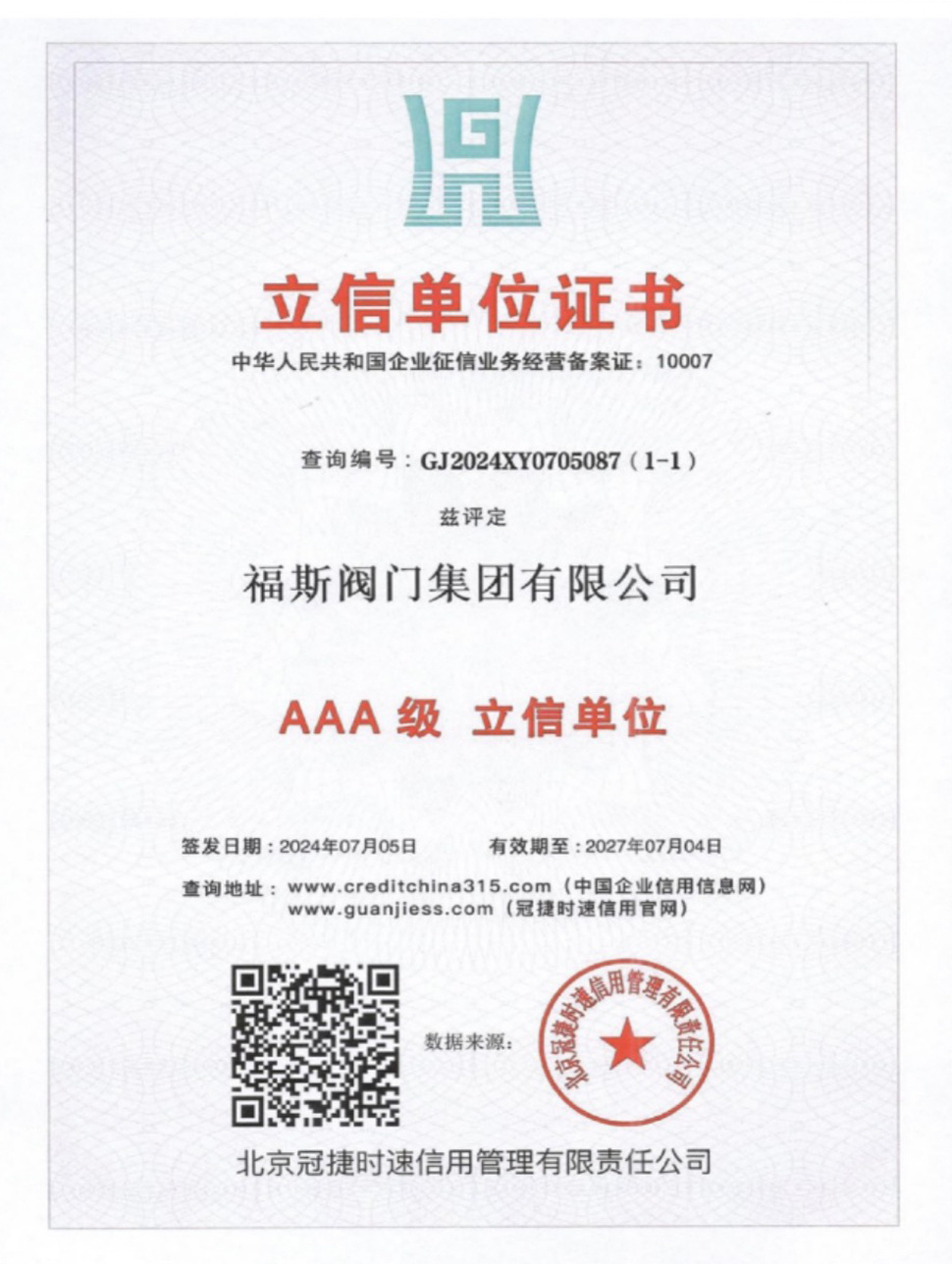 Integrity Unit Certificate Integrity Unit Certificate