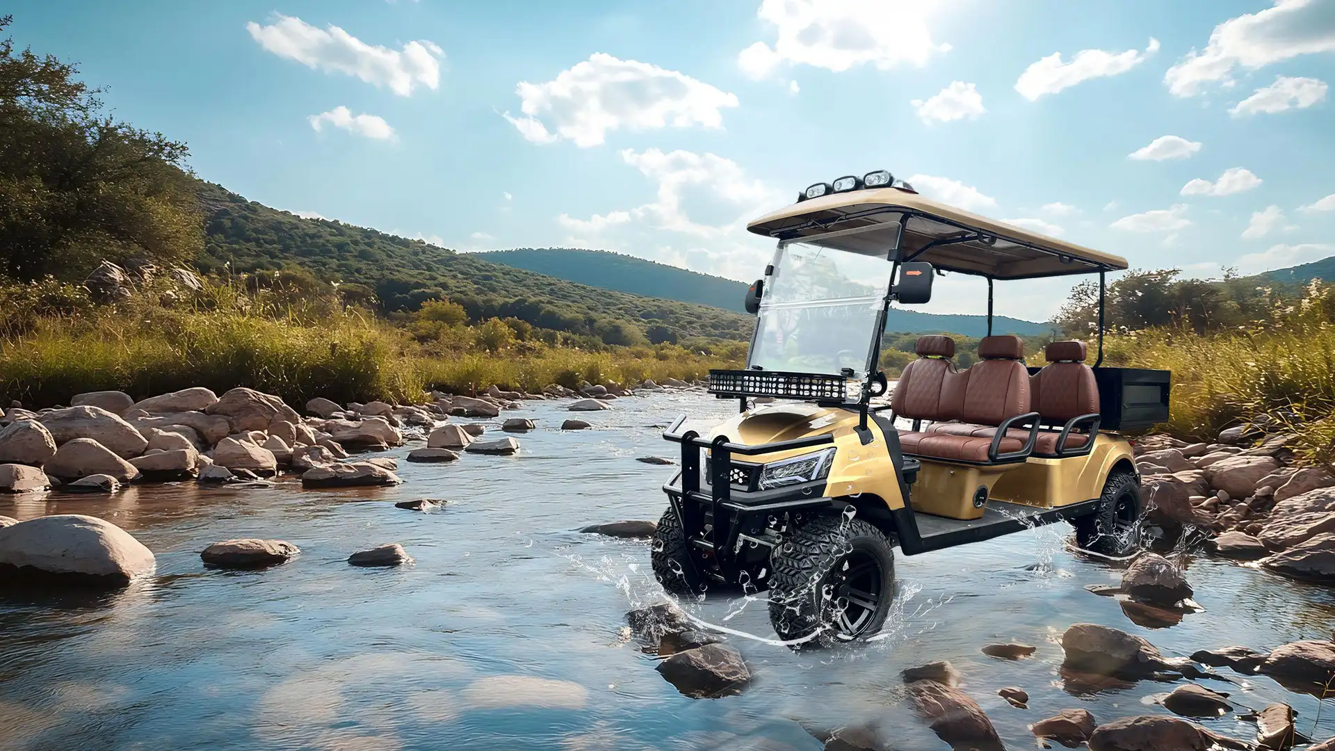 4 WHEEL DRIVE GASOLINE OR ELECTRIC POWERED GOLF CARTS WITH CARGO BED