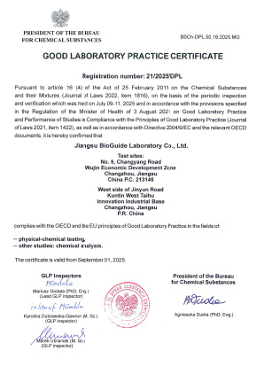 OECD GLP certificate