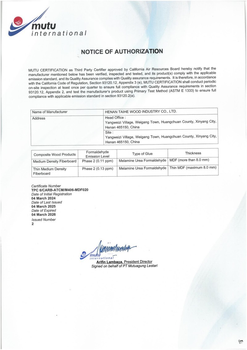 CARB Certificate CARB Certificate
