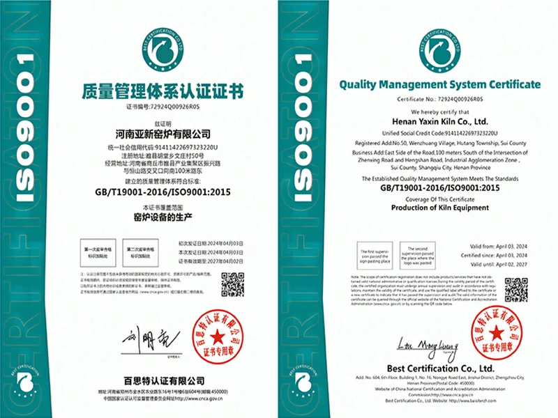 Quality Management System Certification Certificate
