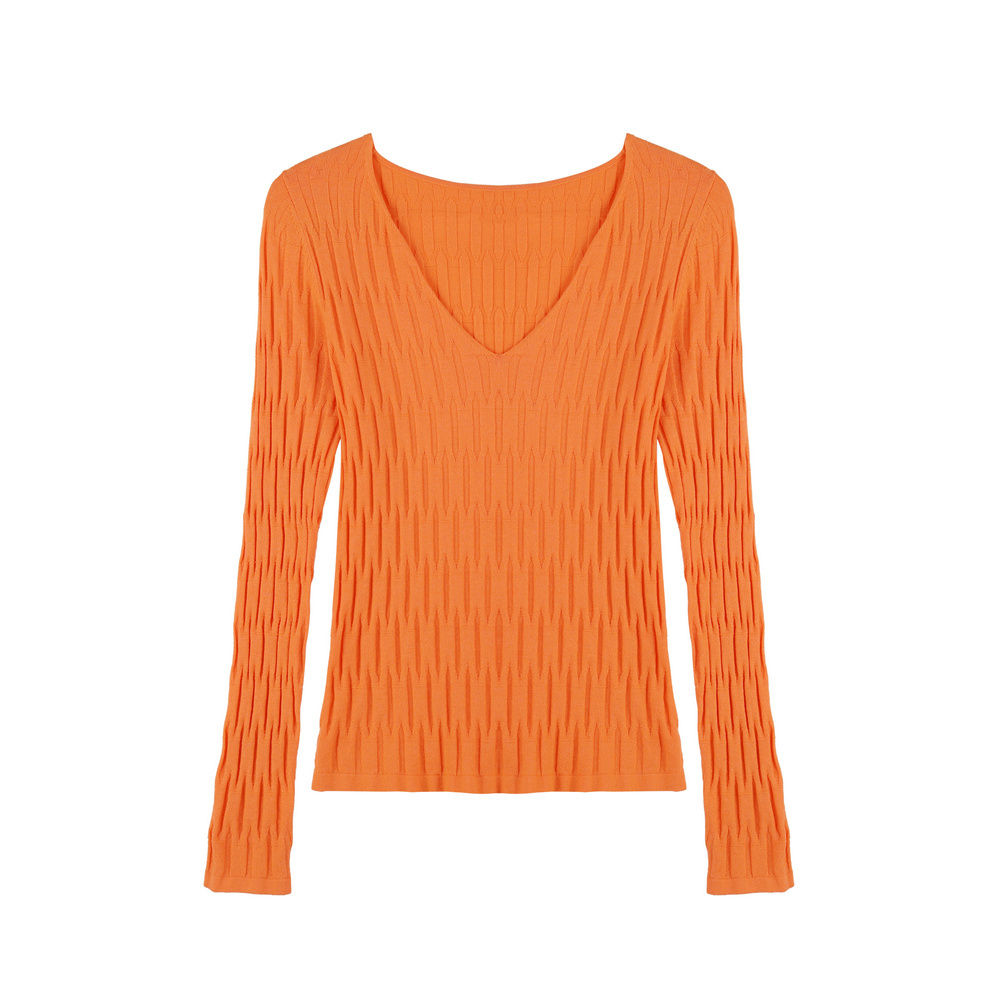 BIOS2118 50%COTTON 28%PBT 22%ACETATE LADIES LONG SLEEVE PULLOVER WITH DIAMOND STRUCTURE