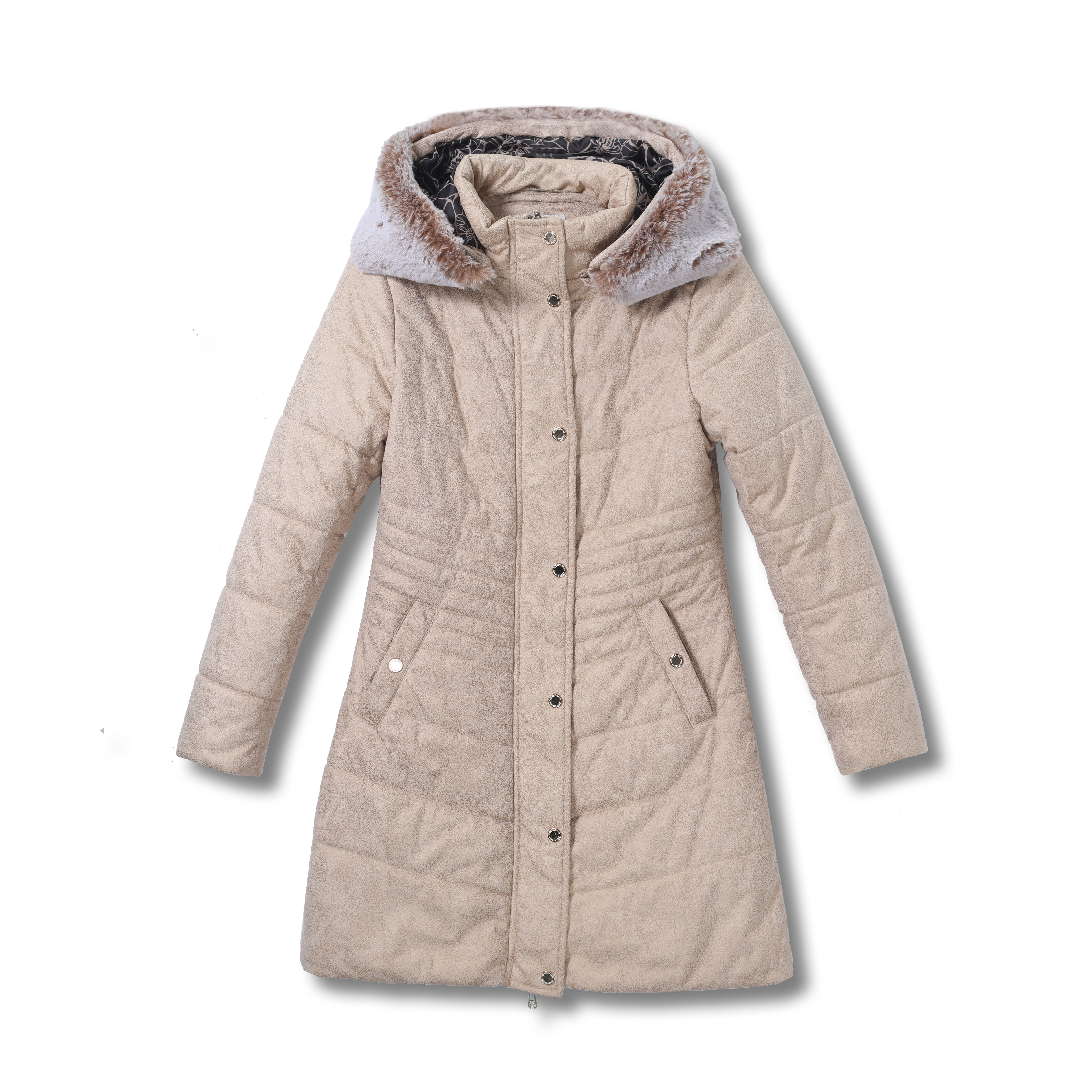 LADY'S SUEDE PADDING COAT FUR HOOD