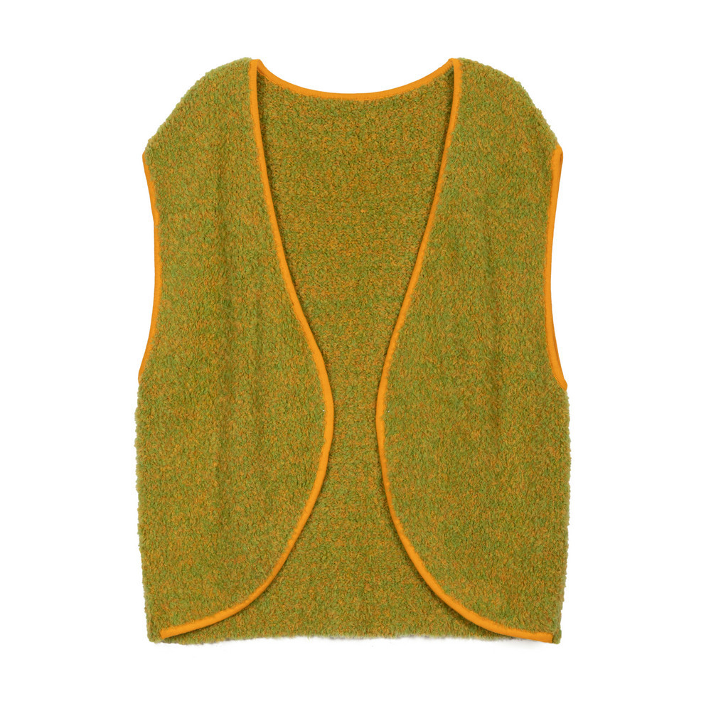 BIOS2143 50%EXTRAFINE MERION WOOL 33%TERRYL NYLON 17%POLY LADIES TANK CARDIGAN SWEATER WITH MELANGE AND HAIRY EFFECT