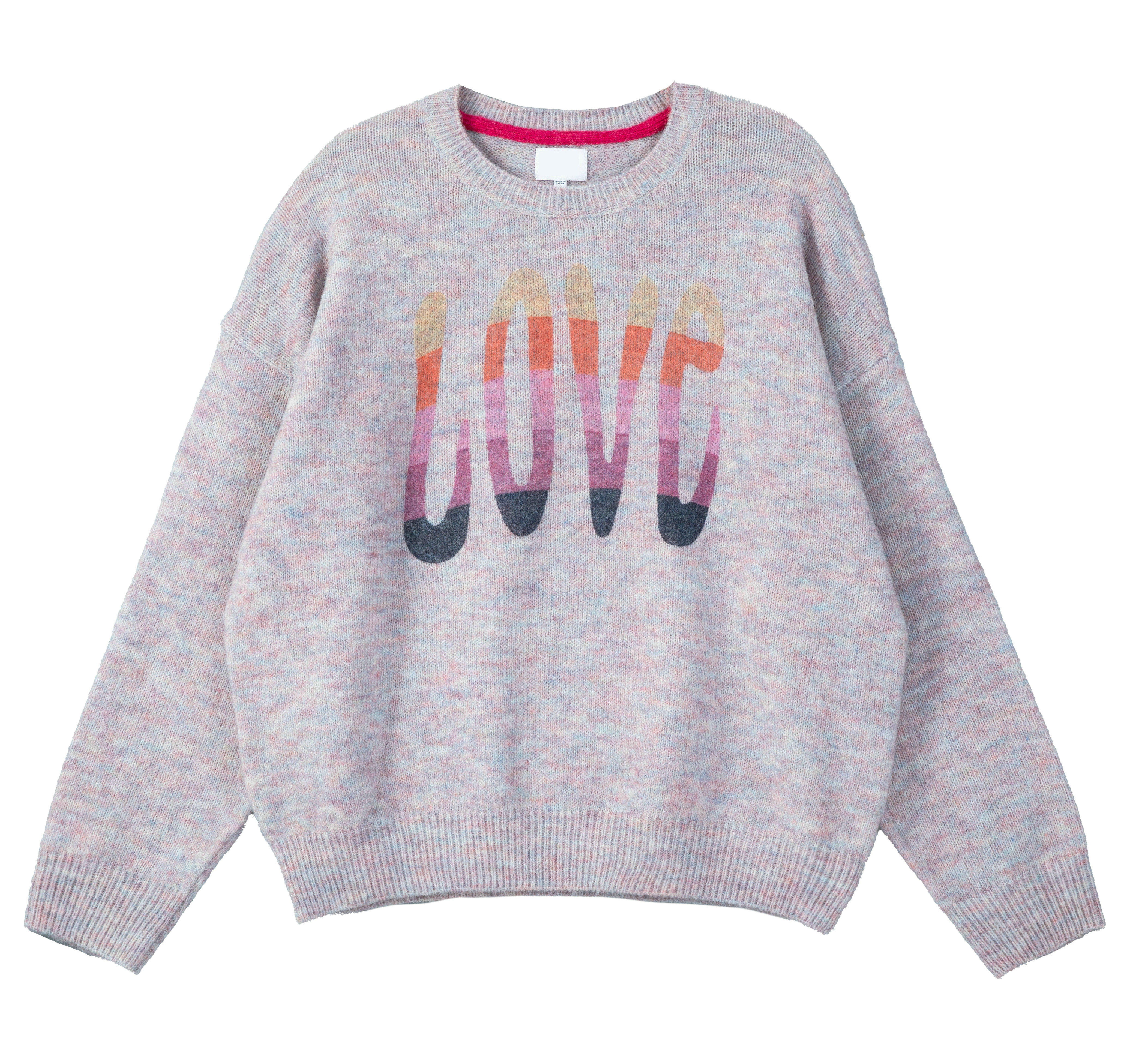 2024 Custom OEM& ODM Ladies Autumn Winter Crew Neck Long Sleeve Letter  Print Pullover  Sweater
