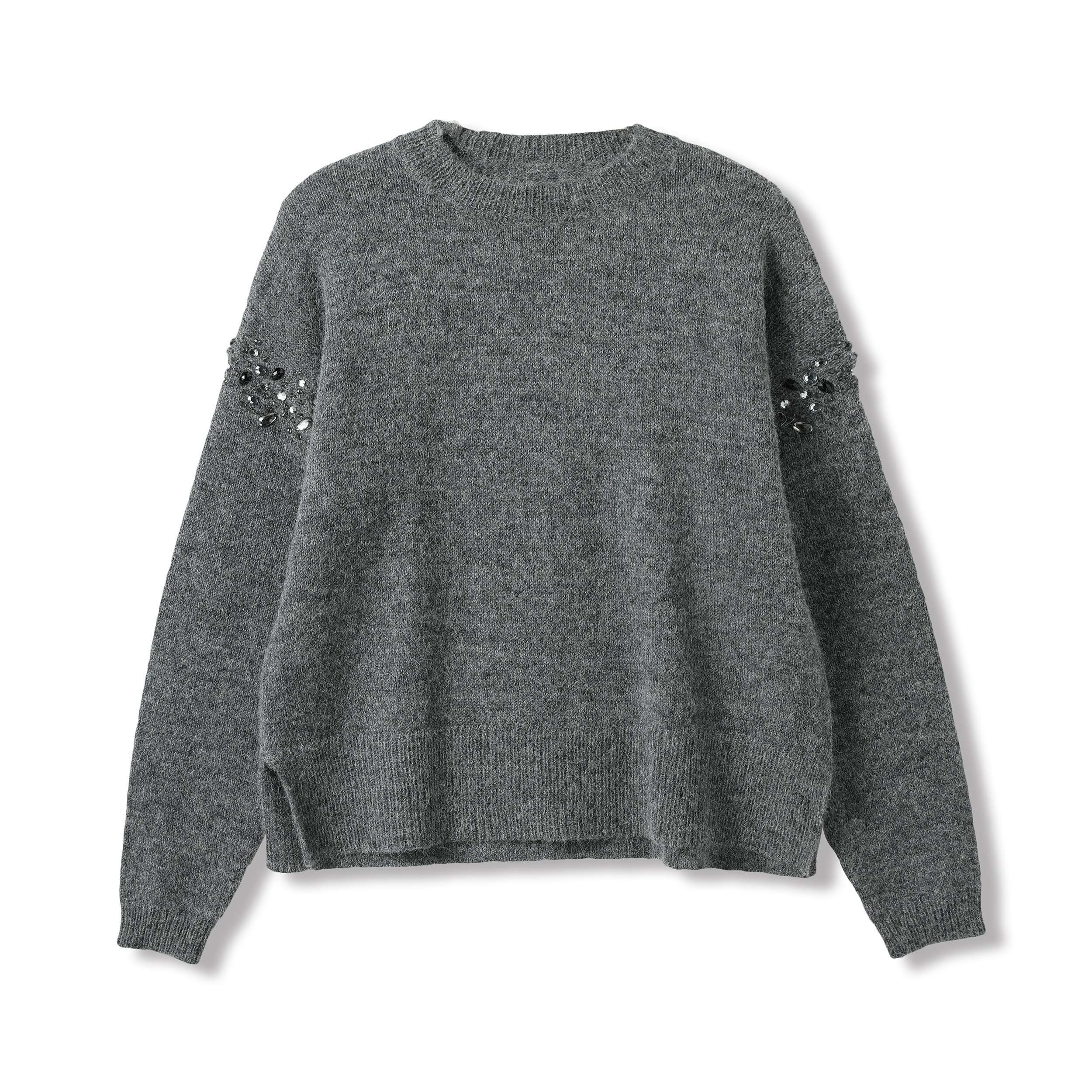 2024 Custom OEM& ODM Ladies Luxury Elegant Autumn Winter Round Collar Long Sleeve Sweater With Beads