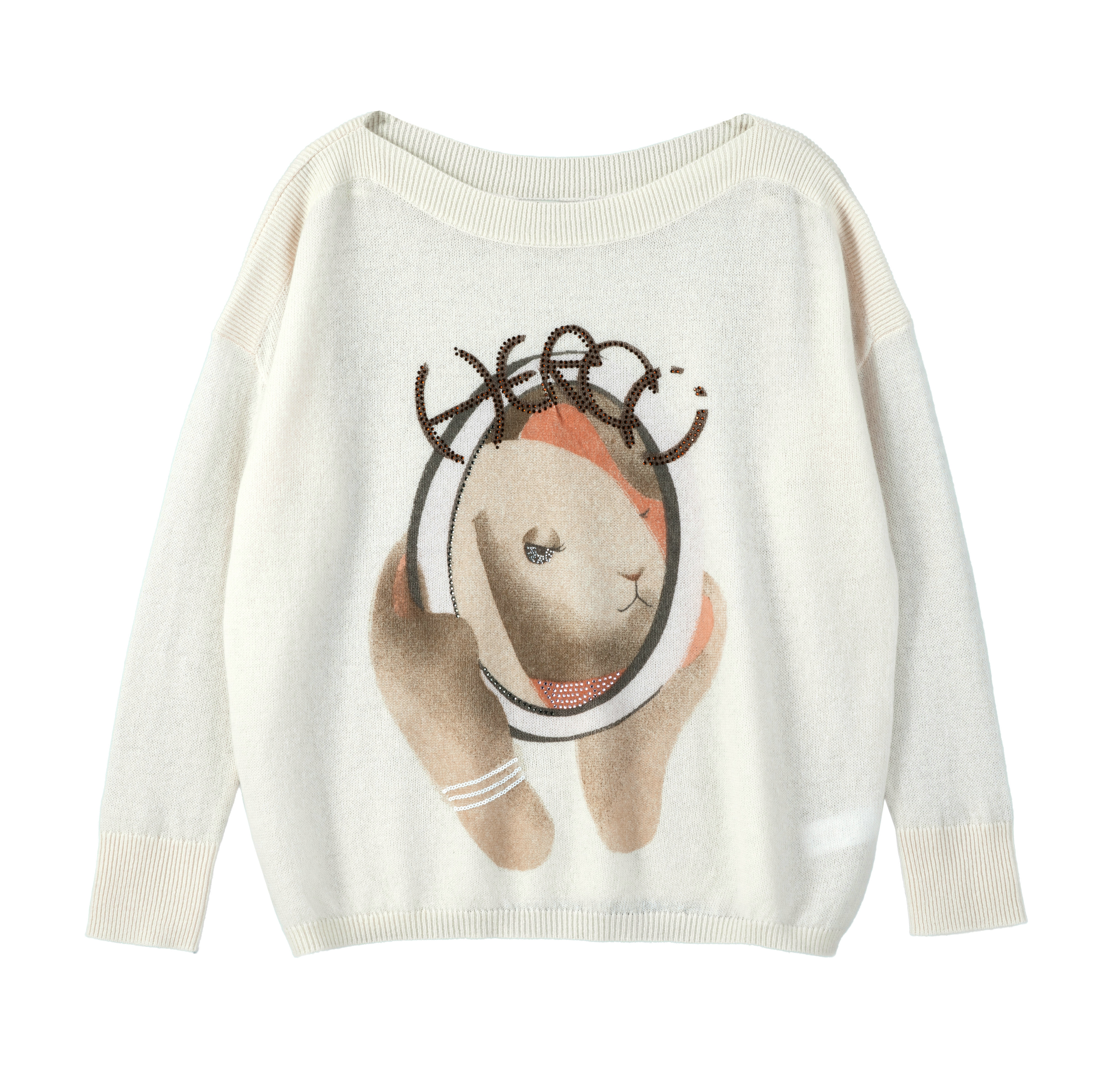 2024 Custom OEM& ODM Ladies Autumn Winter Crew Neck Long Sleeve Letter  Print Pullover  Sweater