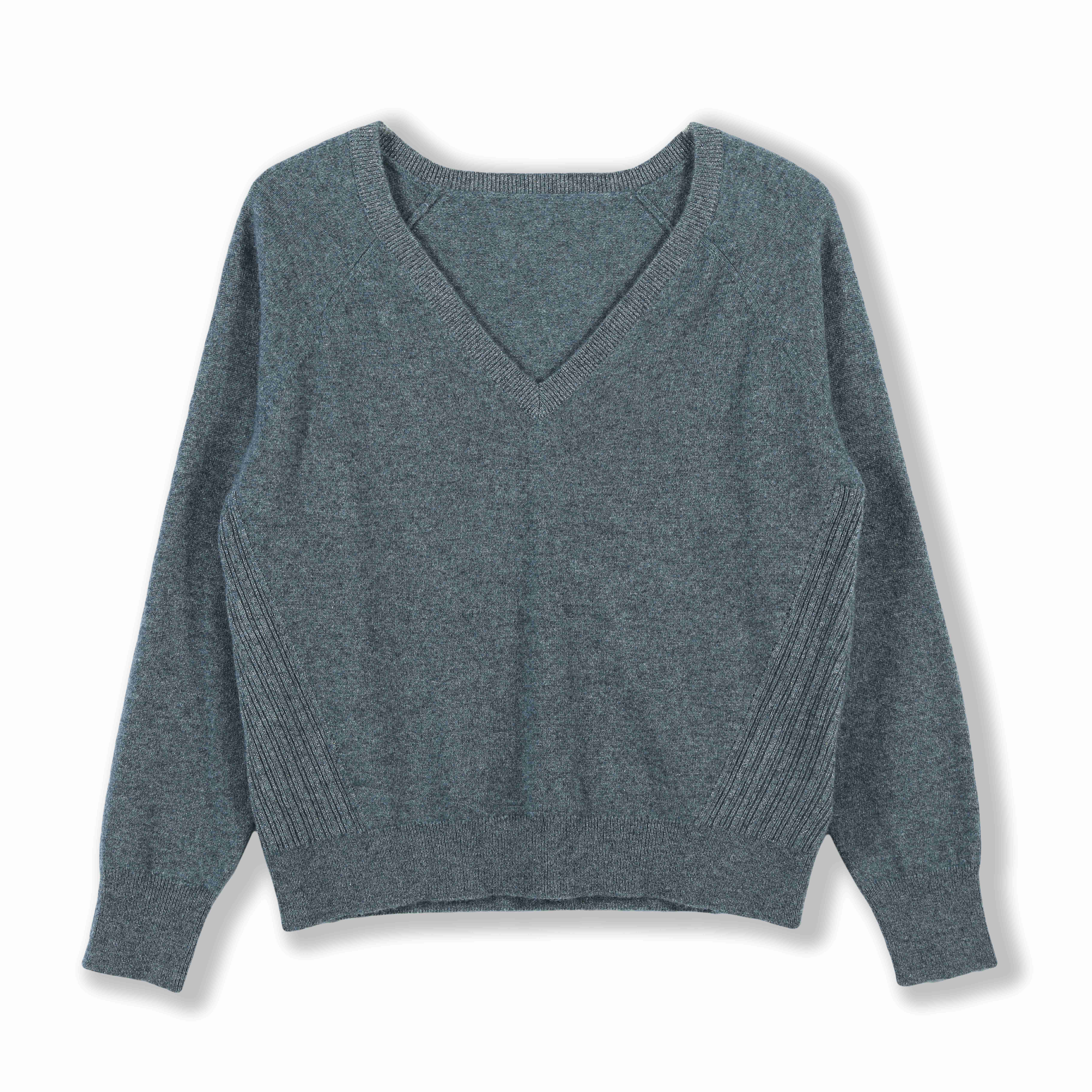 2024 Custom OEM& ODM Ladies Luxury Elegant Spring Summer V Neck Long Sleeve Pullover Sweater
