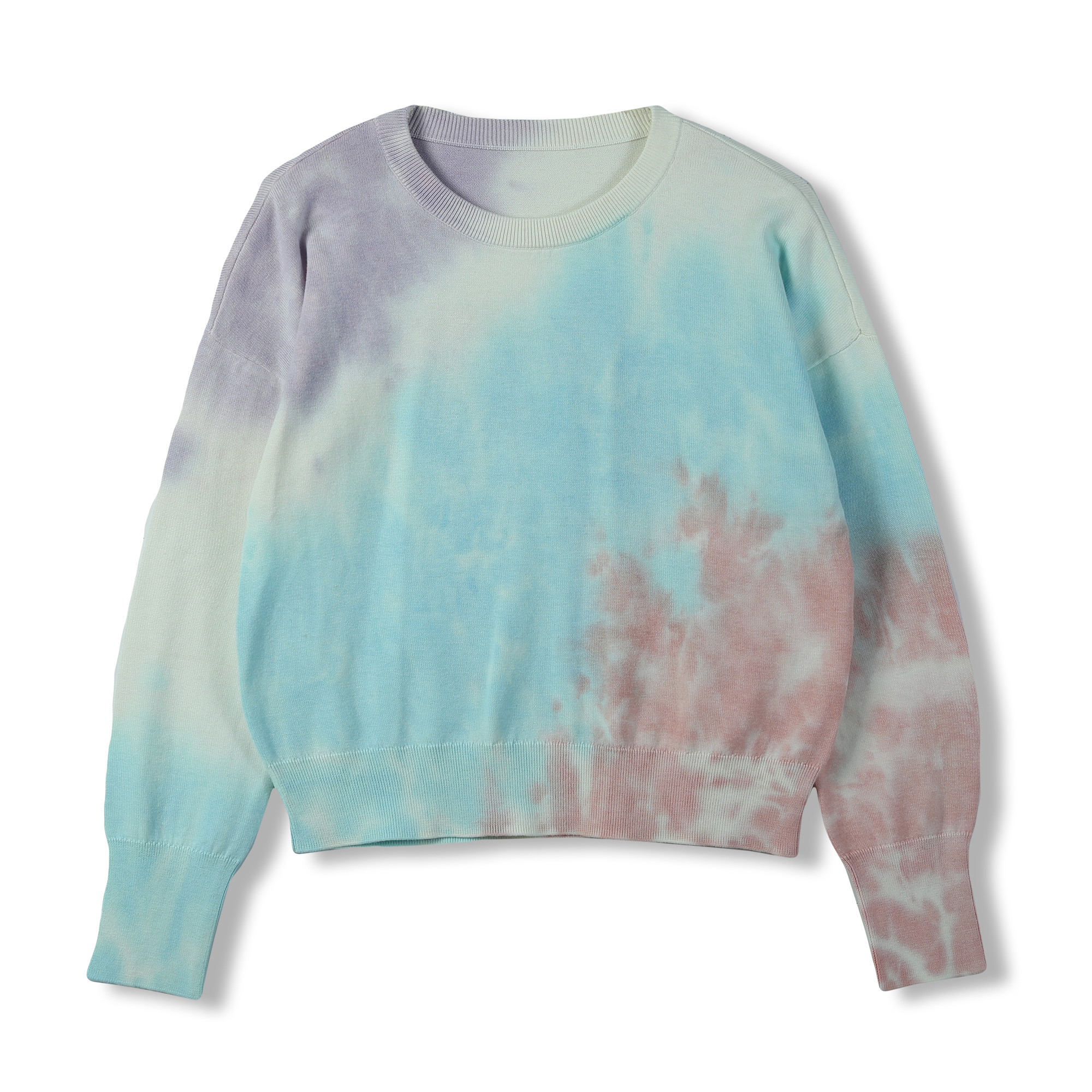 2024 Custom OEM & ODM Ladies Luxury Elegant Autumn-Winter Pullover Sweater Crew Neck With Tie-Dye Circle Long Sleeve