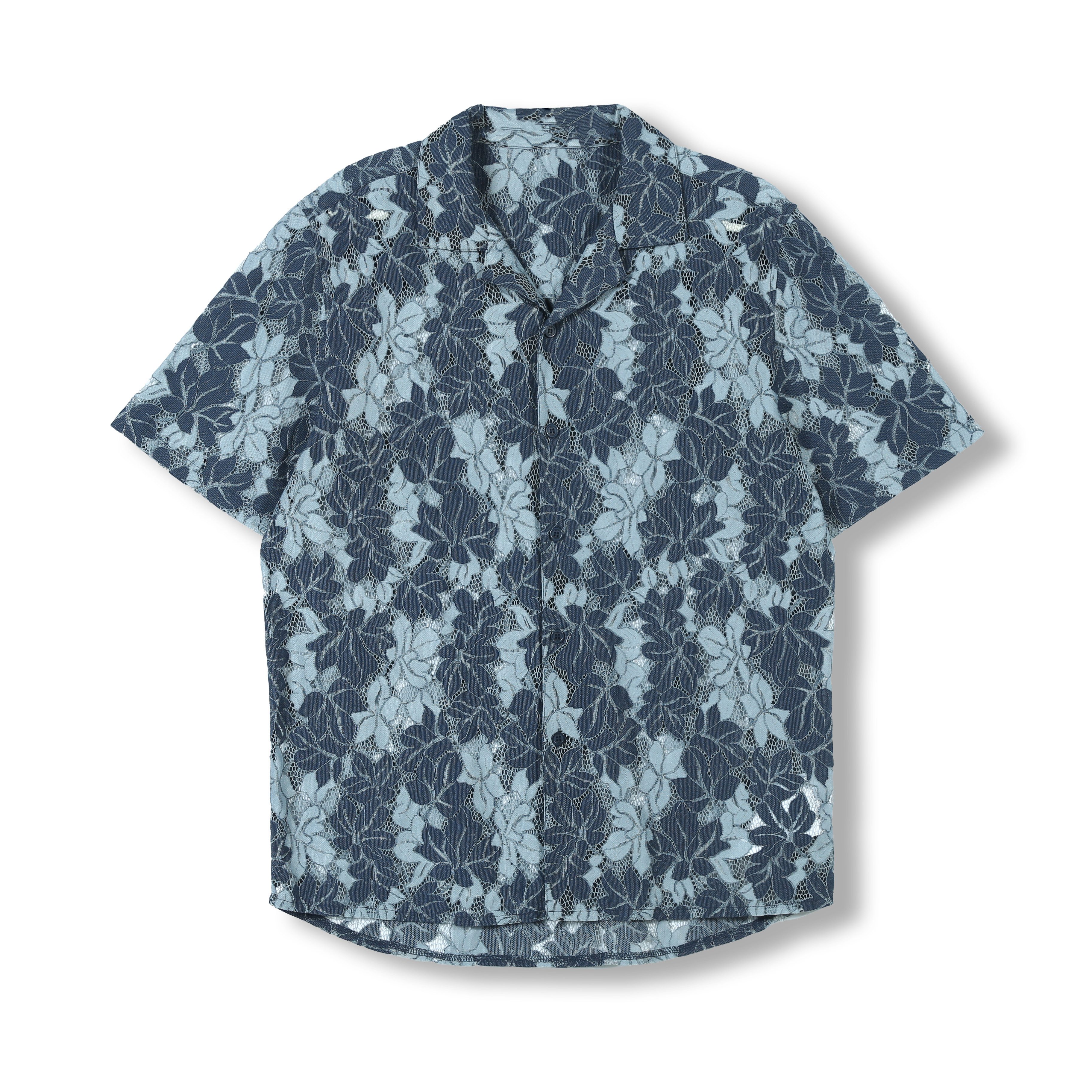 2024 Custom OEM & ODM Men's Spring-Summer Polo Neck Short Sleeve Lace Shirt
