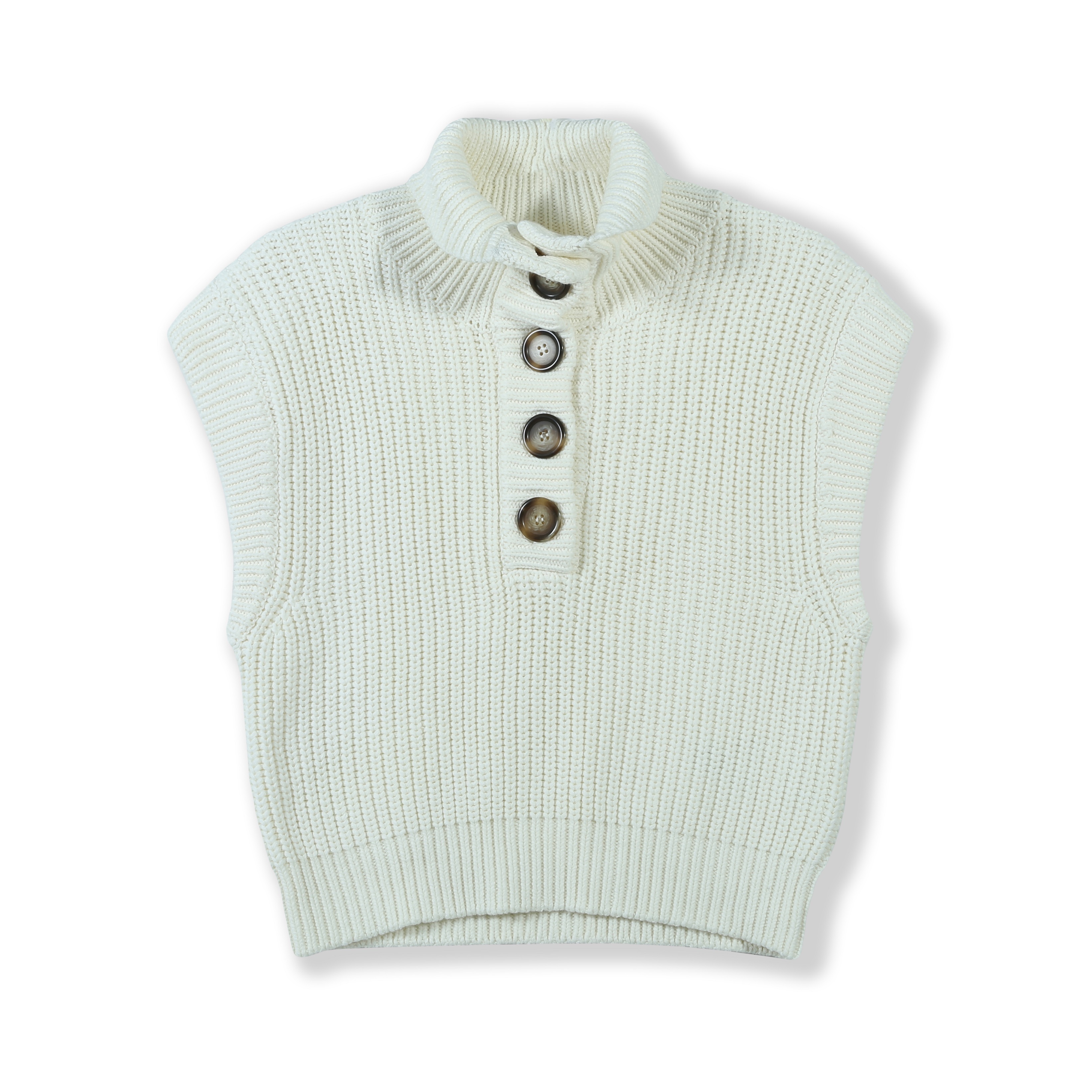 2024 Custom OEM& ODM Ladies Luxury Elegant SPRING SUMMER Turtleneck Sleeveless Pullover  Sweater  With  Buttons