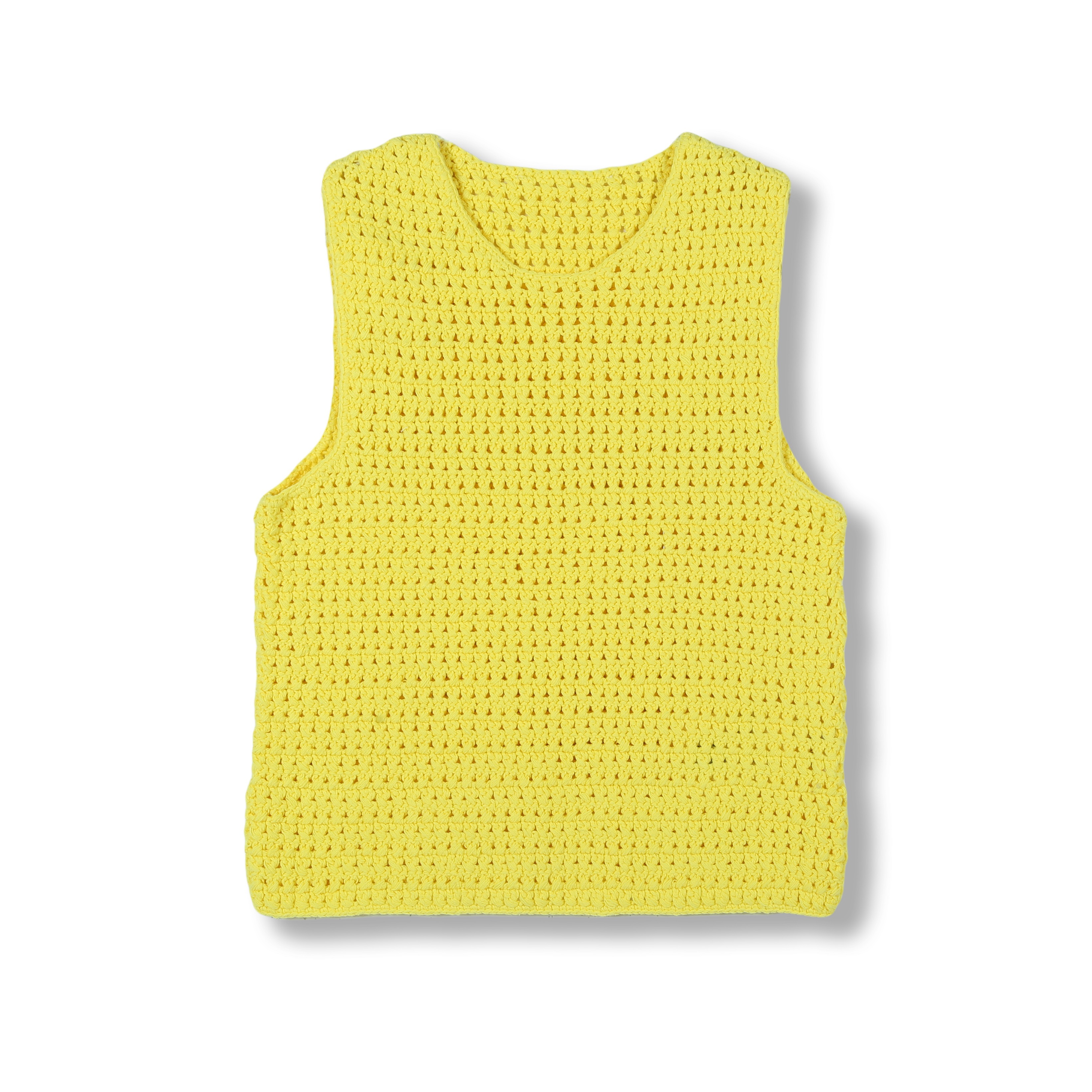 2024 Custom Oem& Odm Ladies Luxury Elegant Spring Summer Crew Neck Sleeveless Pullover Sweater Top With Big Pointelle Crochet