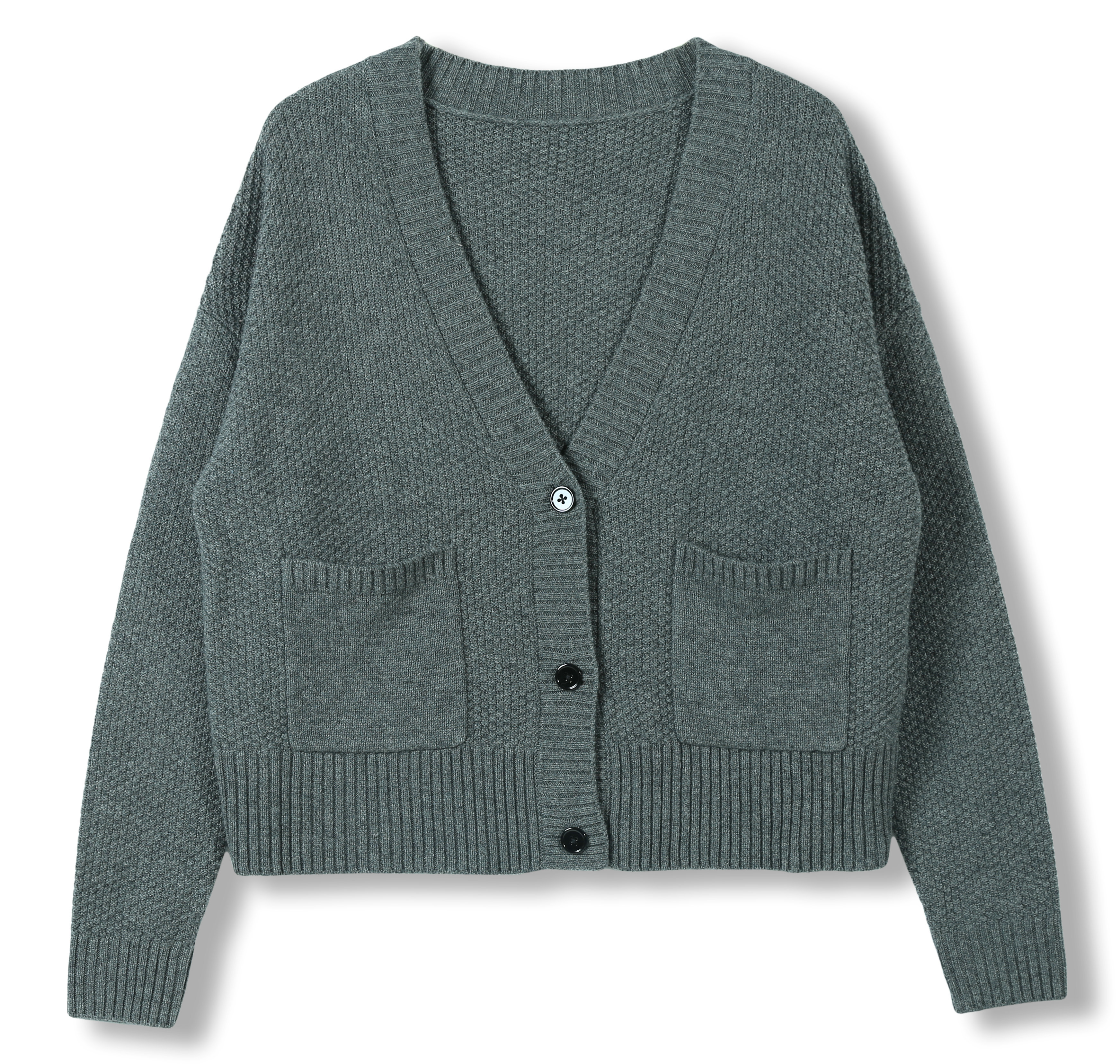 2024 Custom OEM & ODM Women's  V Neck Autumn Winter  Long Wide Sleeve Cardigan Elegant Sweater White Buttons
