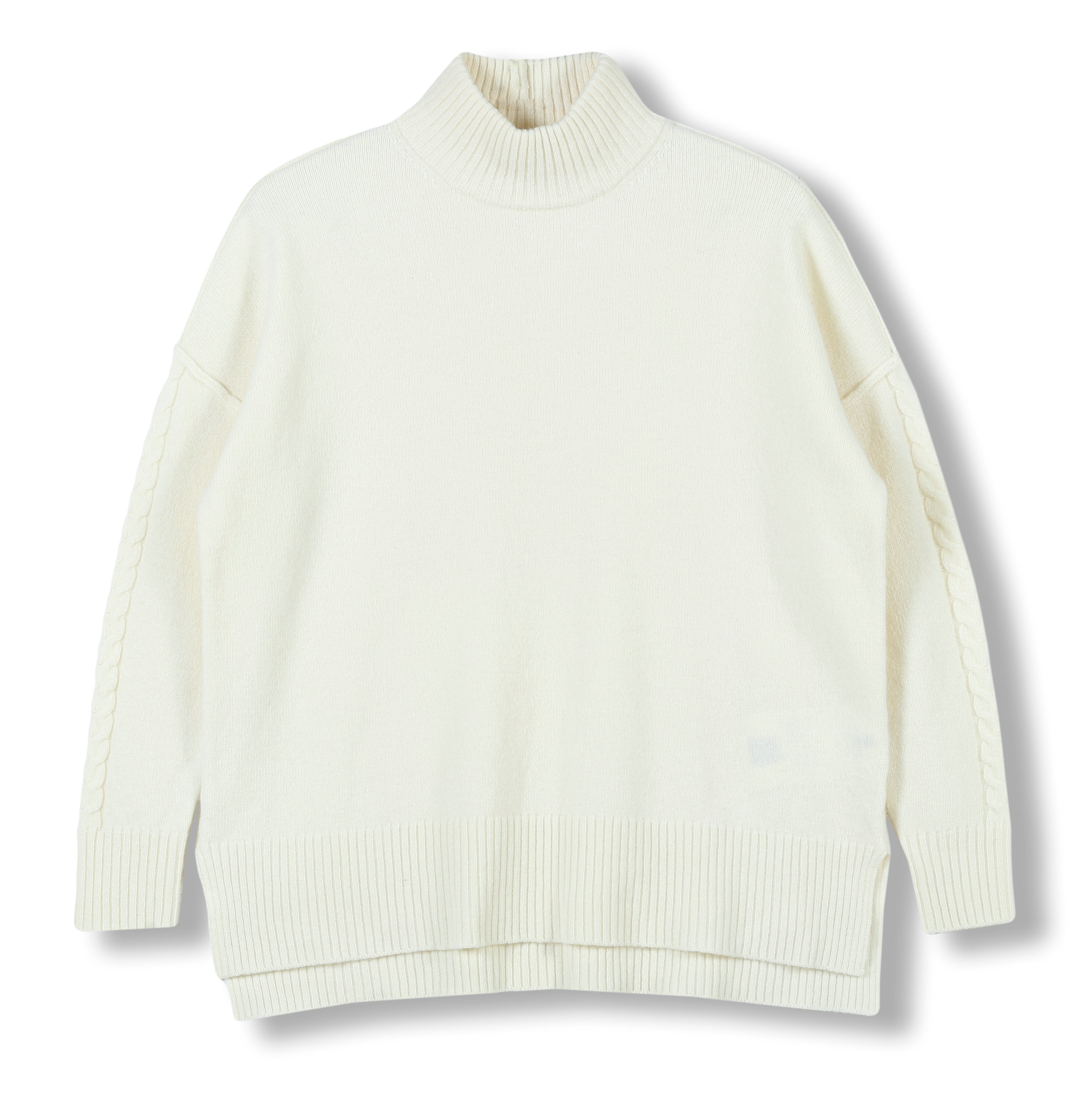 2024 Custom OEM& ODM Ladies Luxury Elegant Autumn Winter Monk Neck Long Sleeve Sweater With Big Block Jacquard