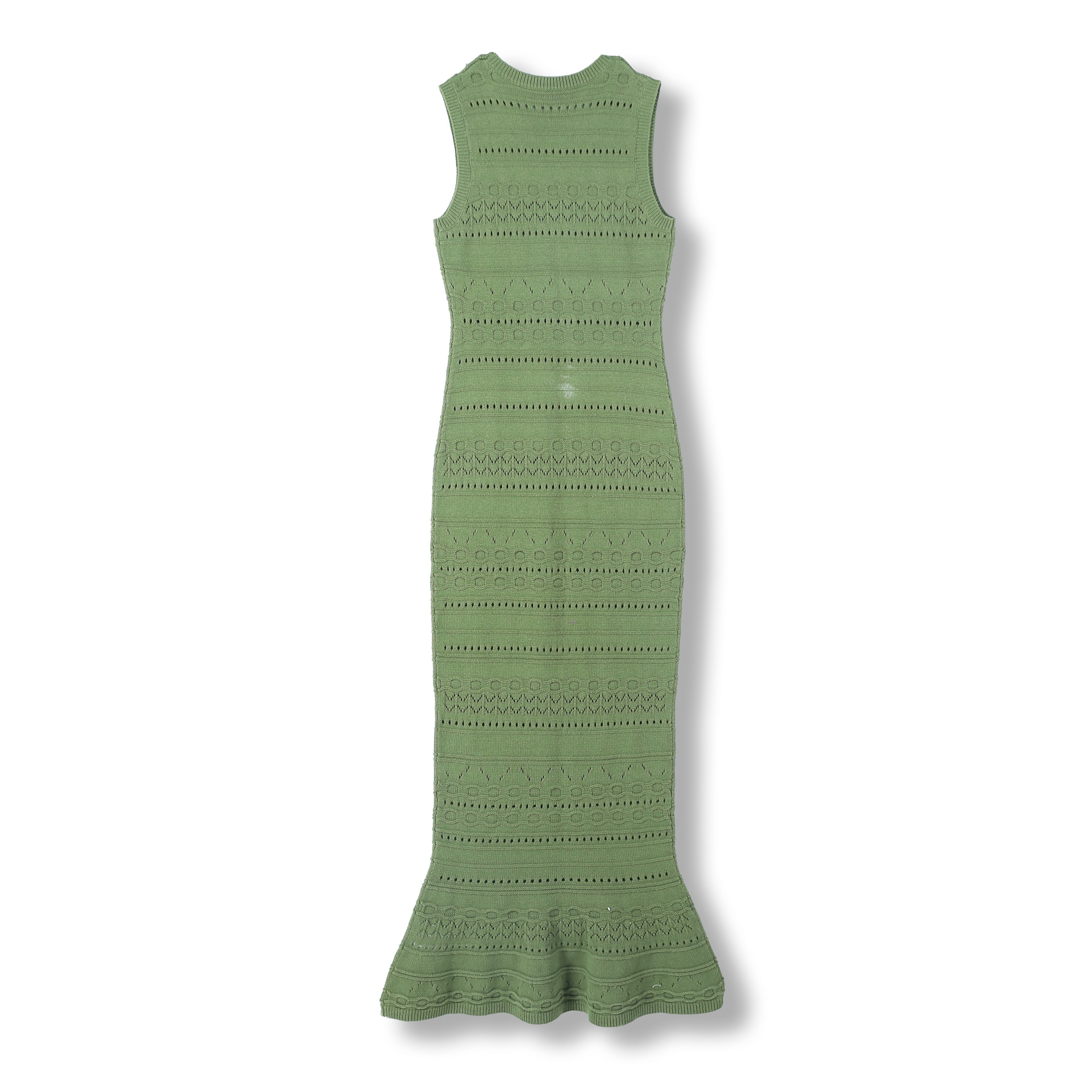 ODM Elastic Waist Crew Neck Floor-Length Long Dress Women Sexy Sleeveless Crew Neck Pointelle Sweater Dress