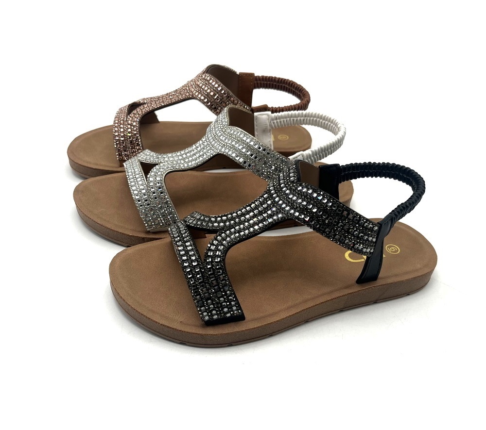Factory price Diamond design OEM Custom logo ladies shoes and sandals wholesale flat shoes women flats sandals
