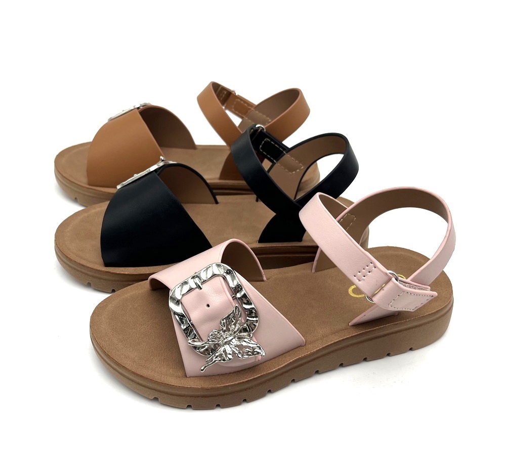 Nice Buckle Design Breathable PVC Injection Slide Flat Platform Anti-Slippery Shoes Sandals for Kids Girls Summer Spring Autumn