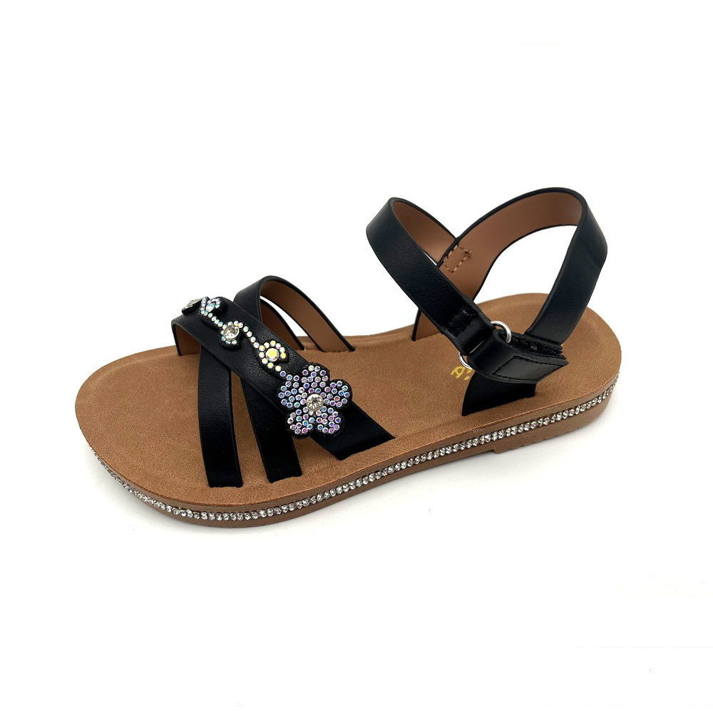 Factory price LOW MOQ nice diamond design OEM custom logo PVC injection sandal flats shoes for kid shoes sandals
