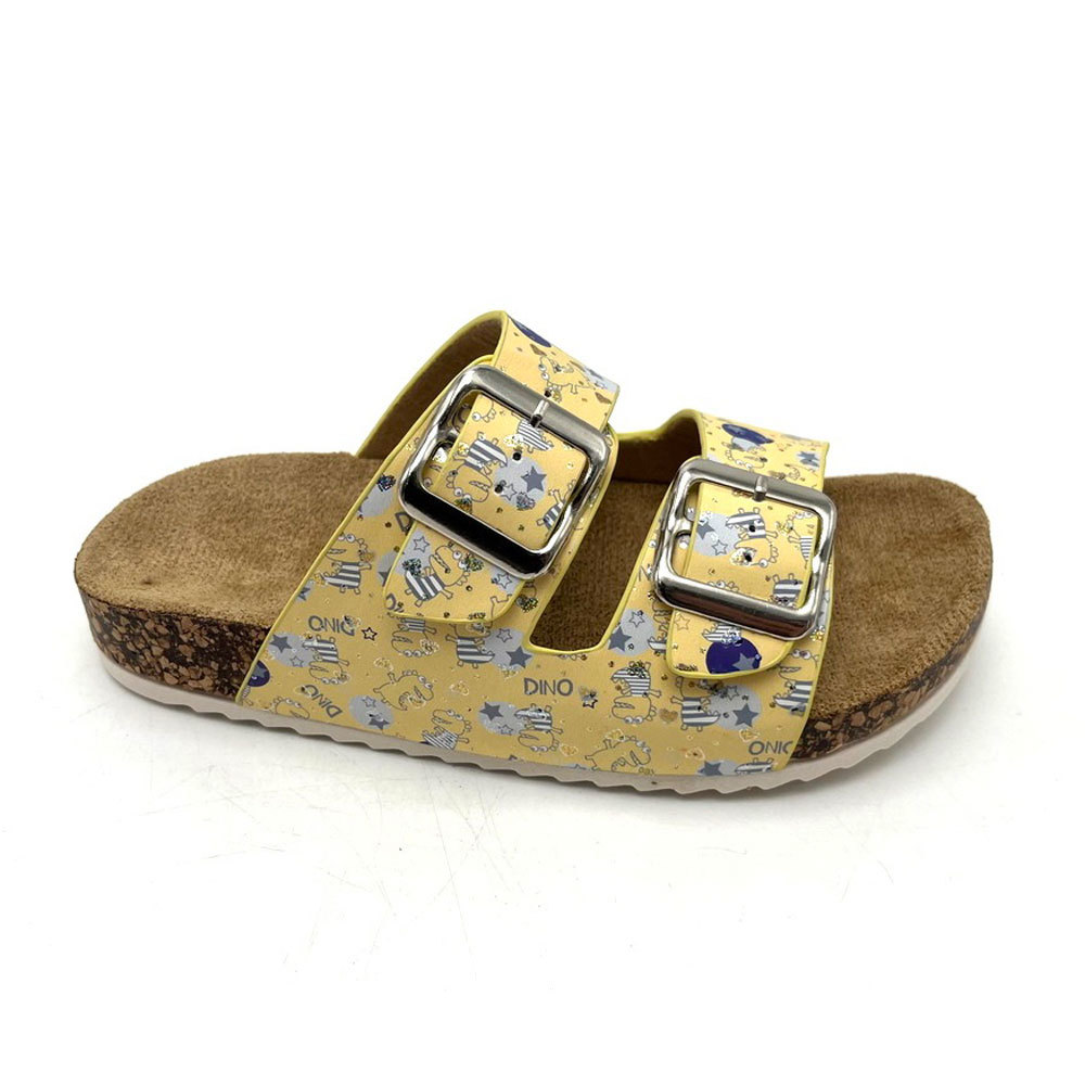 Special printing OEM Custom Logo Open Toe PVC Injection Flat Sole Suede Cork Anti-Slippery Kids' Shoes-Fashion Trend for Summer