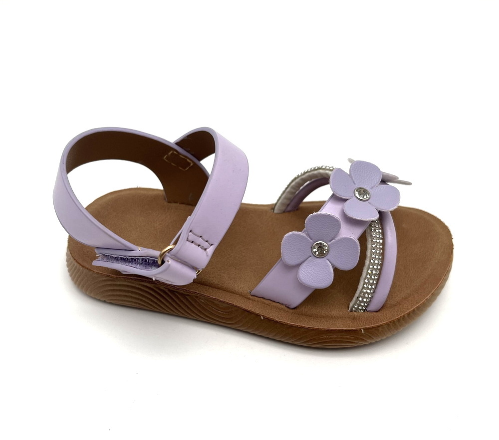 Wholesales flower design open toe PVC injection Platform Anti-Slippery slide flat shoes sandals for kids girls summer spring