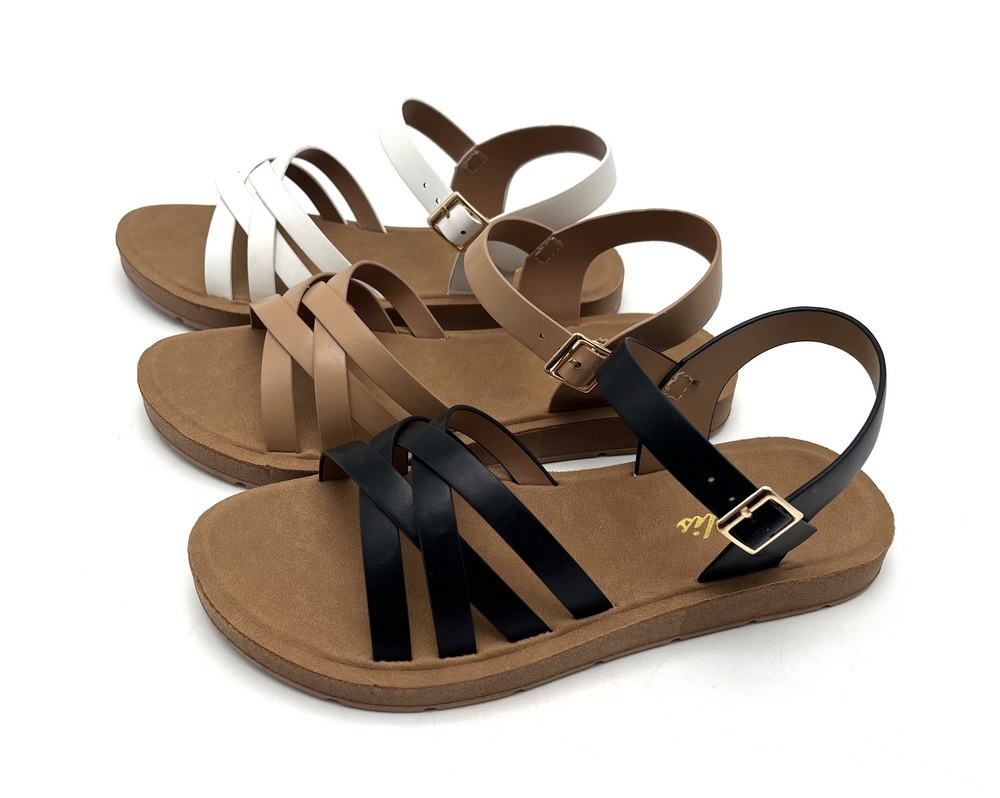 Factory Best Price OEM Custom logo Flat Sandal Shoes for Women New Styles Ladies Shoes and Sandals Wholesale Flat