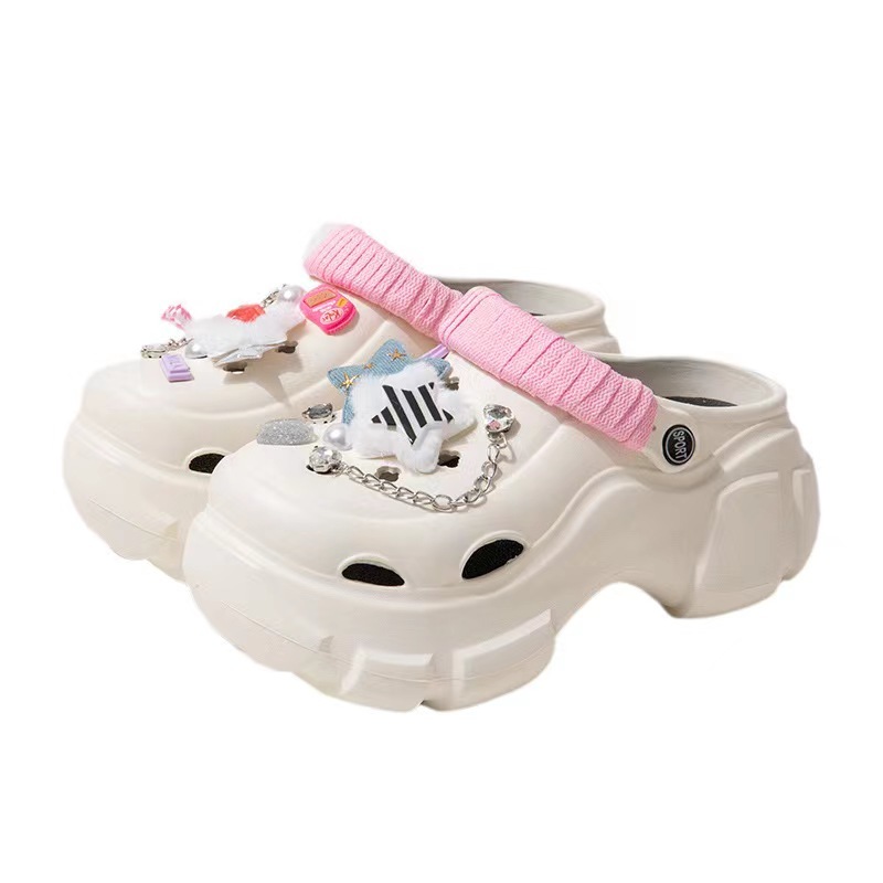High Heel Thick Platform Sole Nice Shoes Charm Decoration Lady & Womens EVA Clogs Garden &mules Slipper Shoes