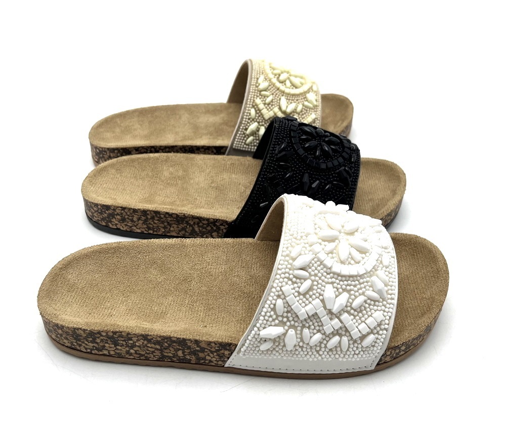 Factory good price Special OEM Custom Logo design Women Sandals flat Open toe Flat PVC Injection sole suede Cork sandal slipper