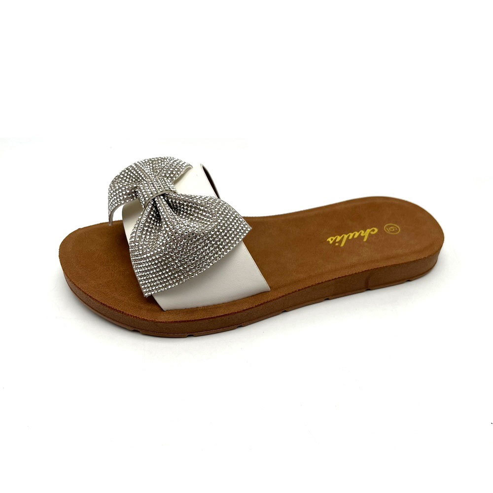 Factory best sales nice diamond design OEM Custom logo ladies shoes new designs flat sandals flat sandal shoes