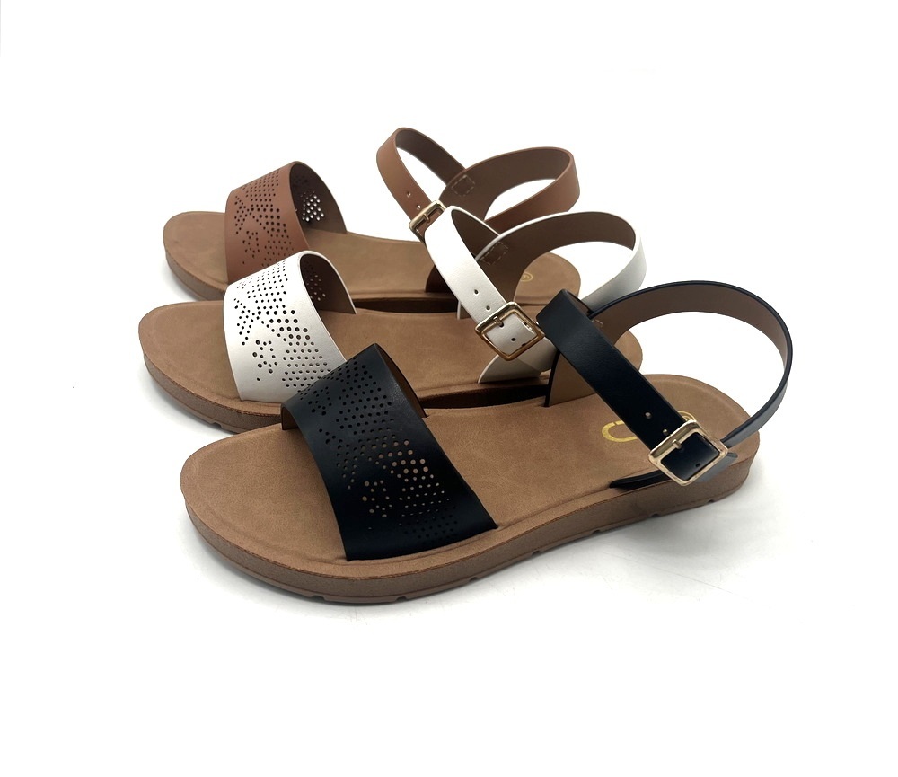 Factory Best Sales OEM Custom logo PVC Injection Anti slip Flat Sole Shoes Women Flat Sandals Summer