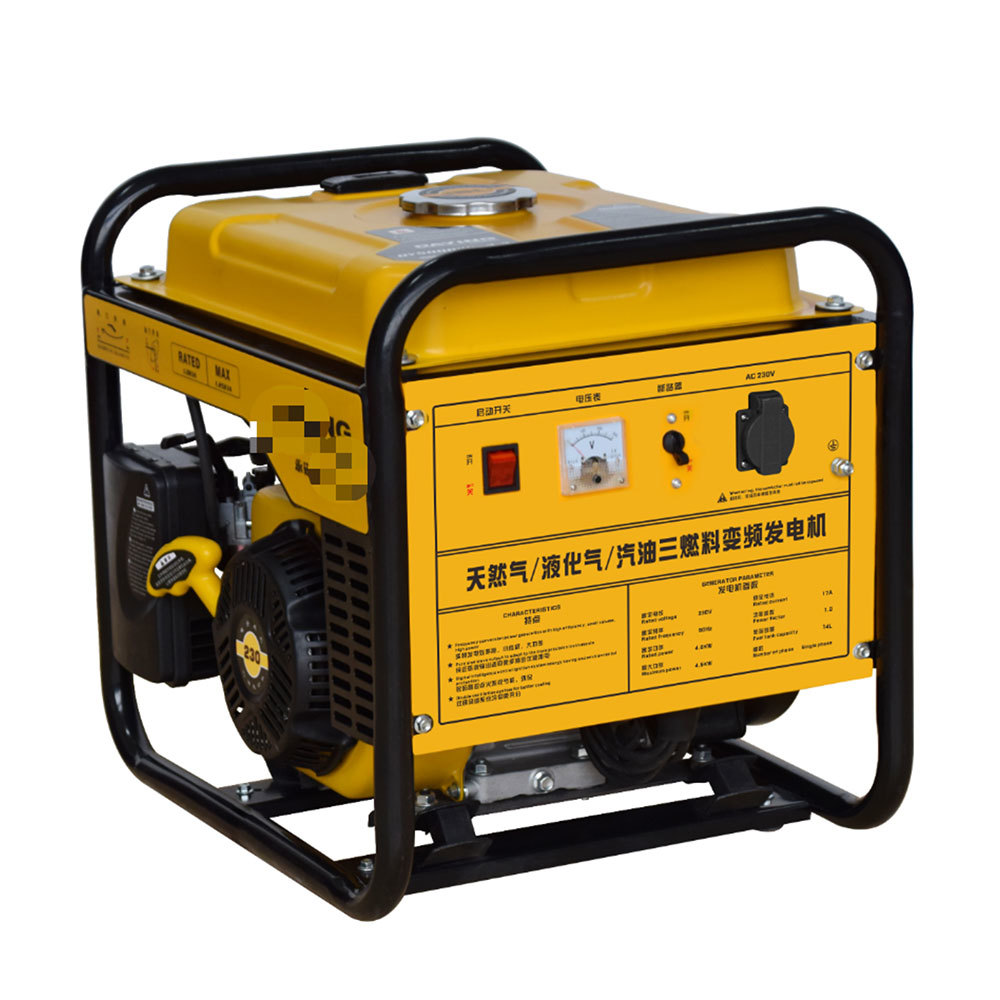 Natural gas/liquefied gas/gasoline three fuel inverter generator