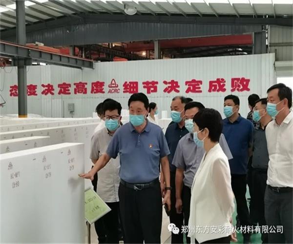 同心庆国庆 喜迎二十大----新密市市委书记陈春梅冒雨到东方安彩检查指导工作！