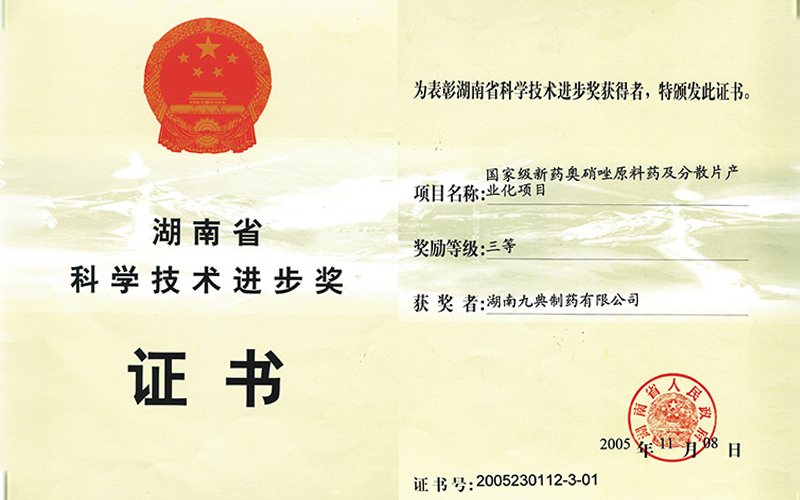 奥硝唑原料药及分散片产业化项目
