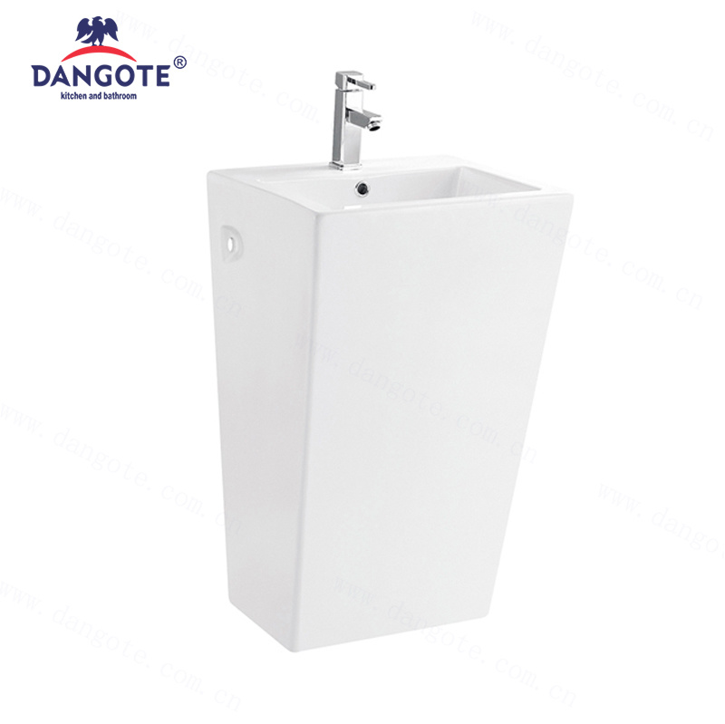 DR-304 White Porcelain Ceramic Pedestal Basin Fixing To Wall With Back