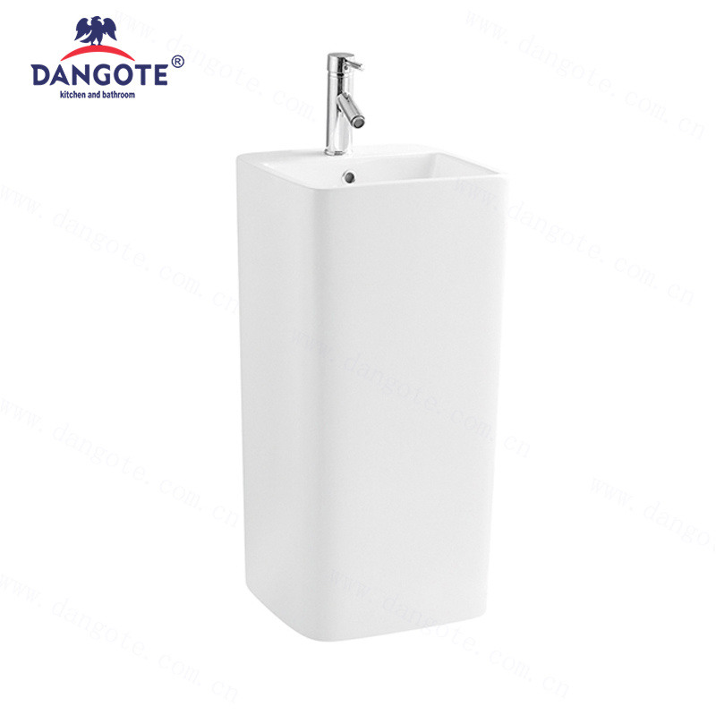 DR-309 White Porcelain Ceramic Pedestal Basin Fixing To Wall With Back
