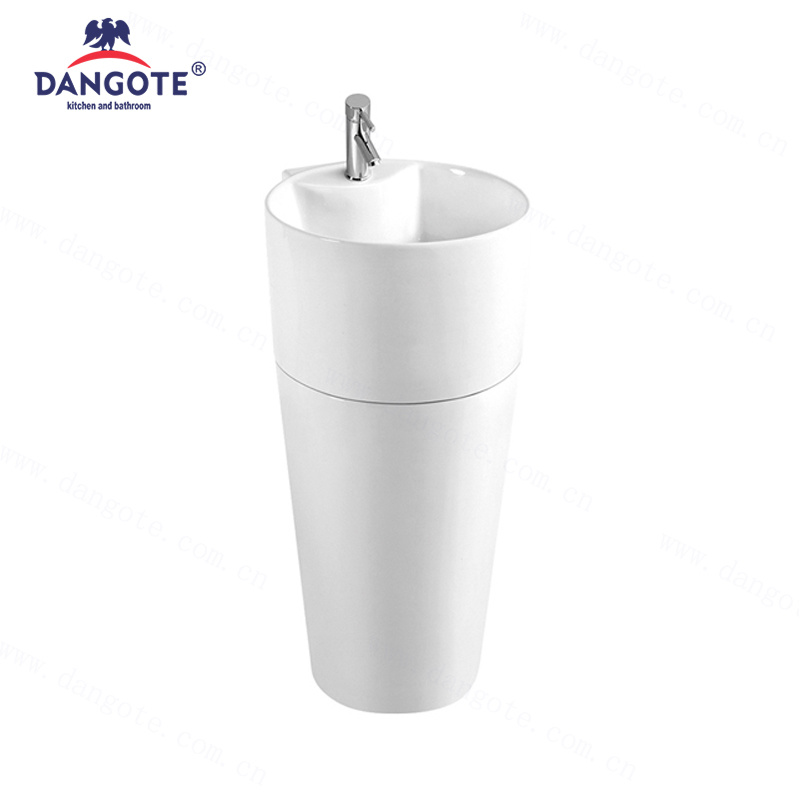 DR-302 White Porcelain Ceramic Pedestal Basin Fixing To Wall With Back