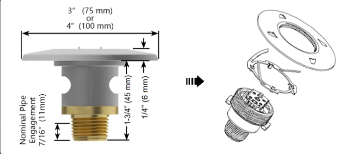 flush sprinkler head	