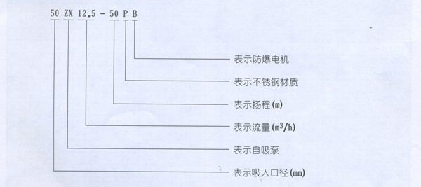 ZX系列自吸泵型號意義