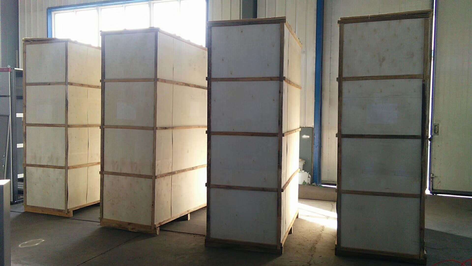 已裝箱完畢的6KV消防高壓電機啟動柜及應急機械啟動柜背面