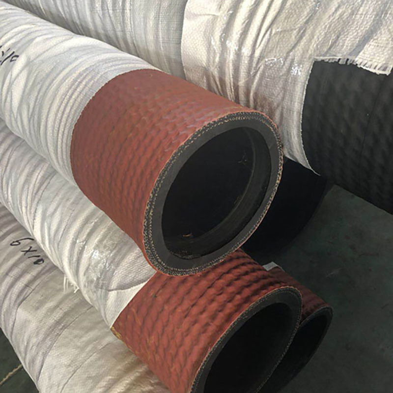 Steel wire reinforced dredging and mud discharge rubber hose